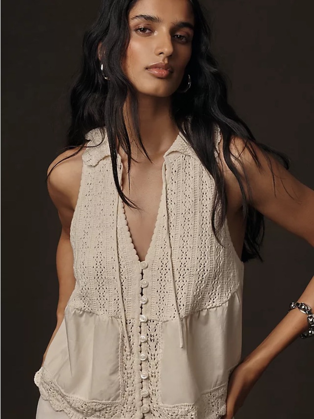 NWT Anthropologie v-neck pointelle knit tank top